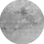 8' Silver And Gray Abstract Washable Round Rug With UV Protection
