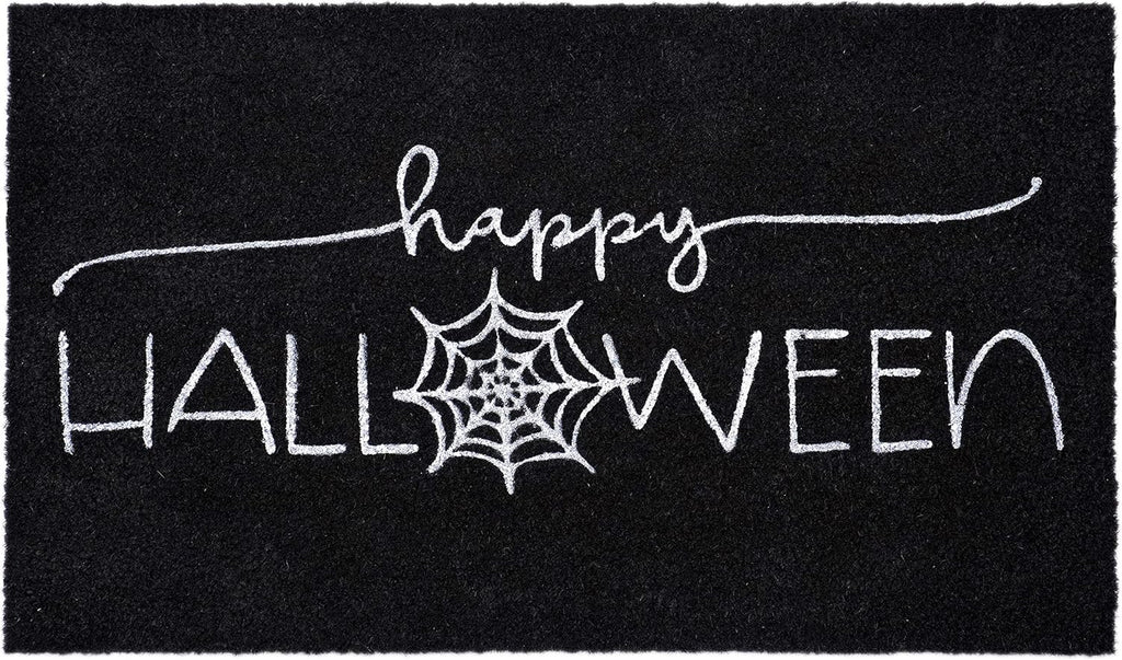 17" X 29" Black And White Halloween Halloween Happy Halloween Outdoor Coir Door Mat