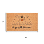 17" X 29" Black And Natural Halloween Halloween Happy Halloween Outdoor Coir Door Mat