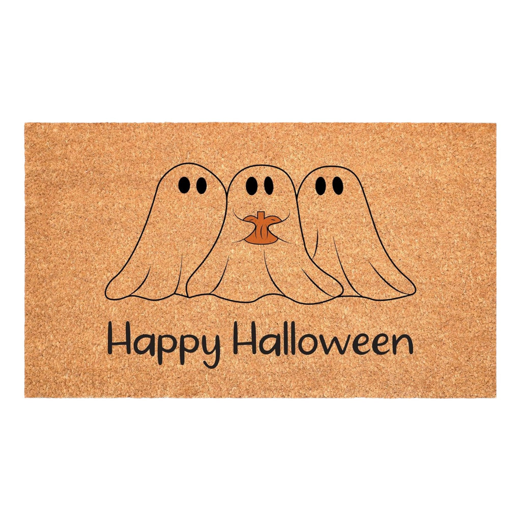17" X 29" Black And Natural Halloween Halloween Happy Halloween Outdoor Coir Door Mat