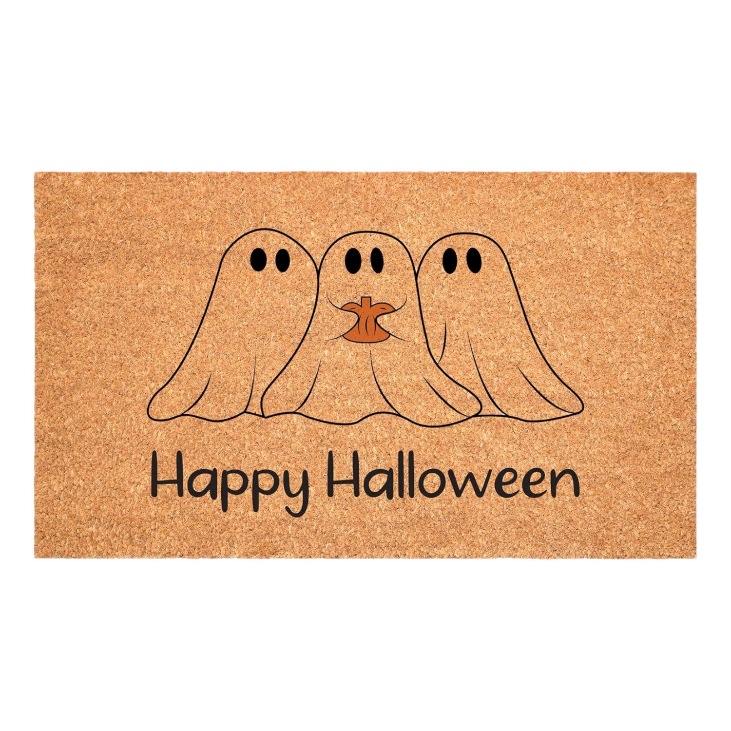 17" X 29" Black And Natural Halloween Halloween Happy Halloween Outdoor Coir Door Mat