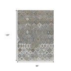 8' X 10' Pewter Ivory And Tan Geometric Washable Indoor Outdoor Area Rug-2