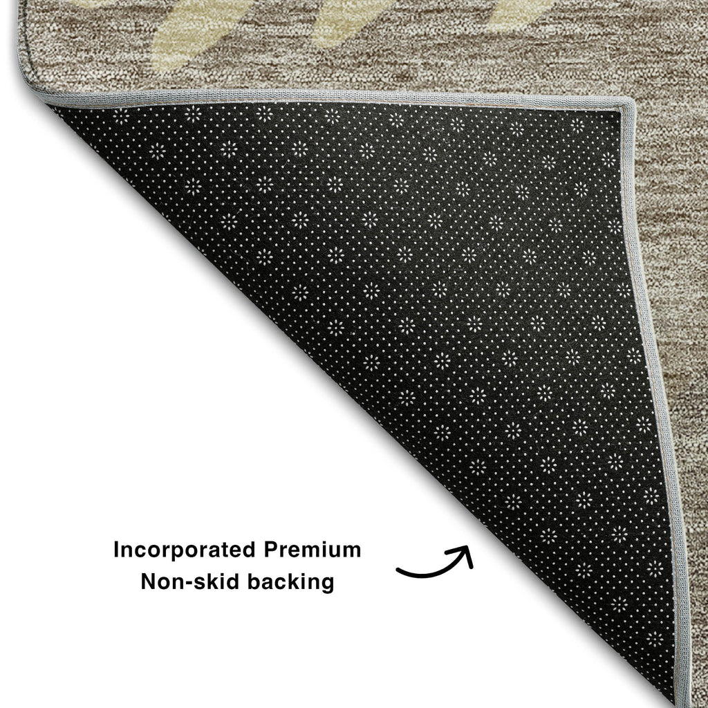 8' X 10' Taupe Gray And Beige Striped Washable Area Rug With UV Protection-5