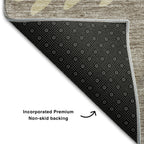 8' X 10' Taupe Gray And Beige Striped Washable Area Rug With UV Protection-5