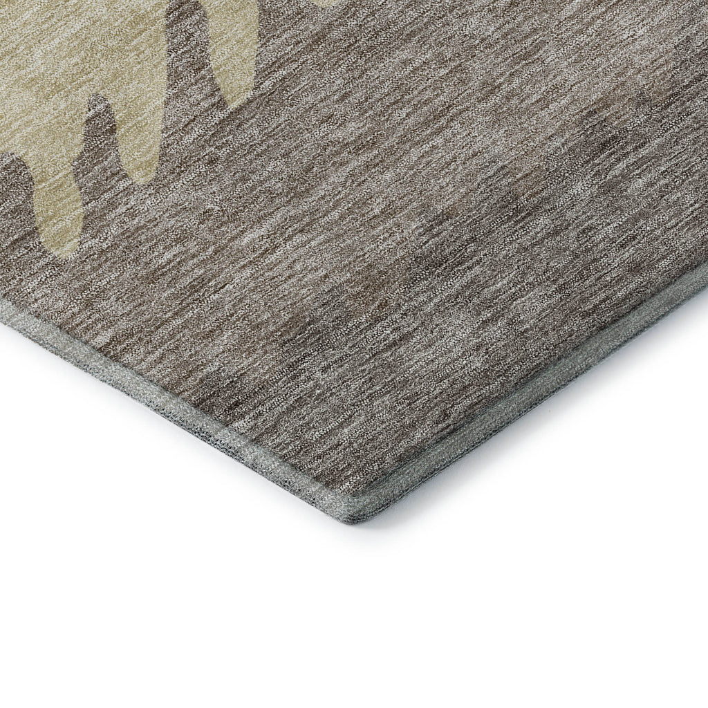 8' X 10' Taupe Gray And Beige Striped Washable Area Rug With UV Protection-6