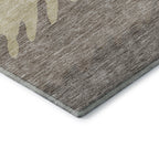 8' X 10' Taupe Gray And Beige Striped Washable Area Rug With UV Protection-6