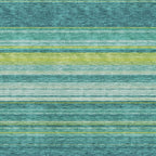 10' X 14' Teal Lime Green And Sky Blue Striped Washable Area Rug With UV Protection