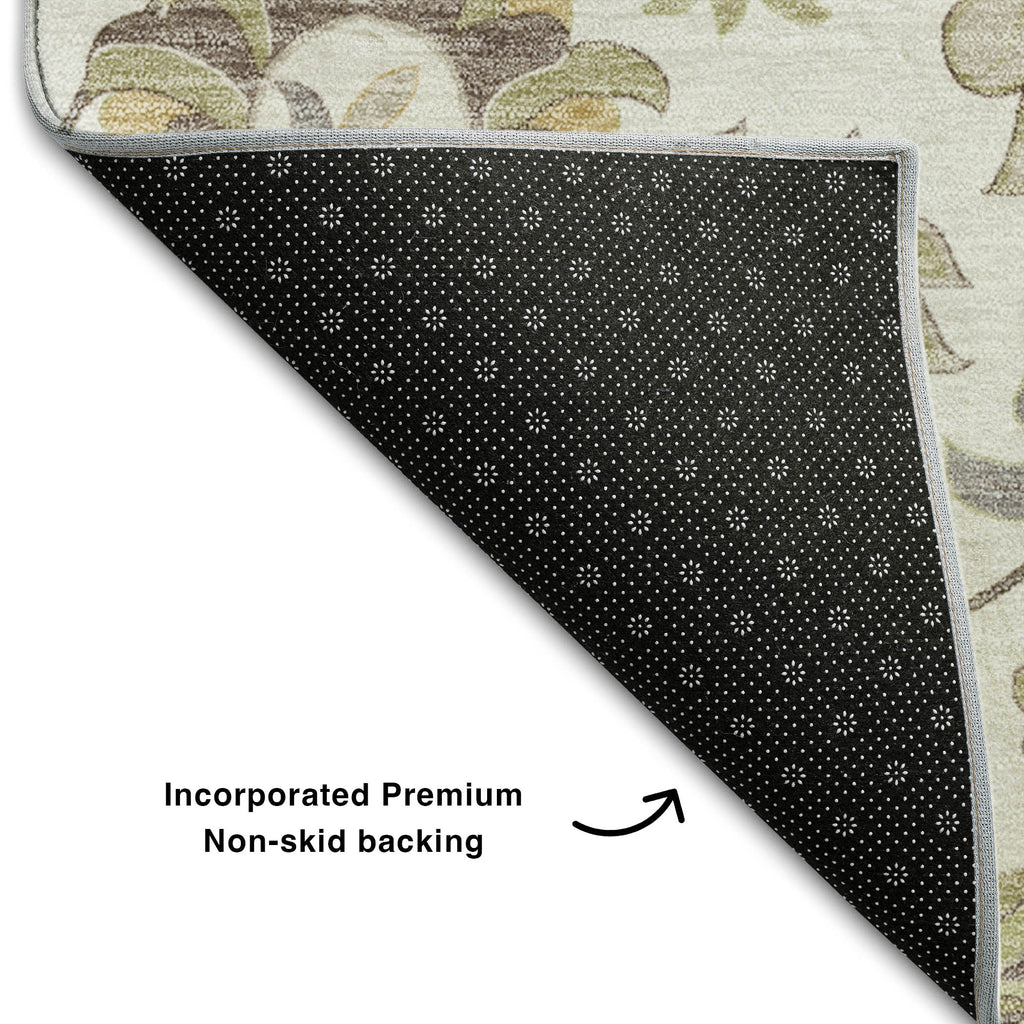 8' X 10' Ivory Copper And Gray Floral Washable Area Rug With UV Protection-5