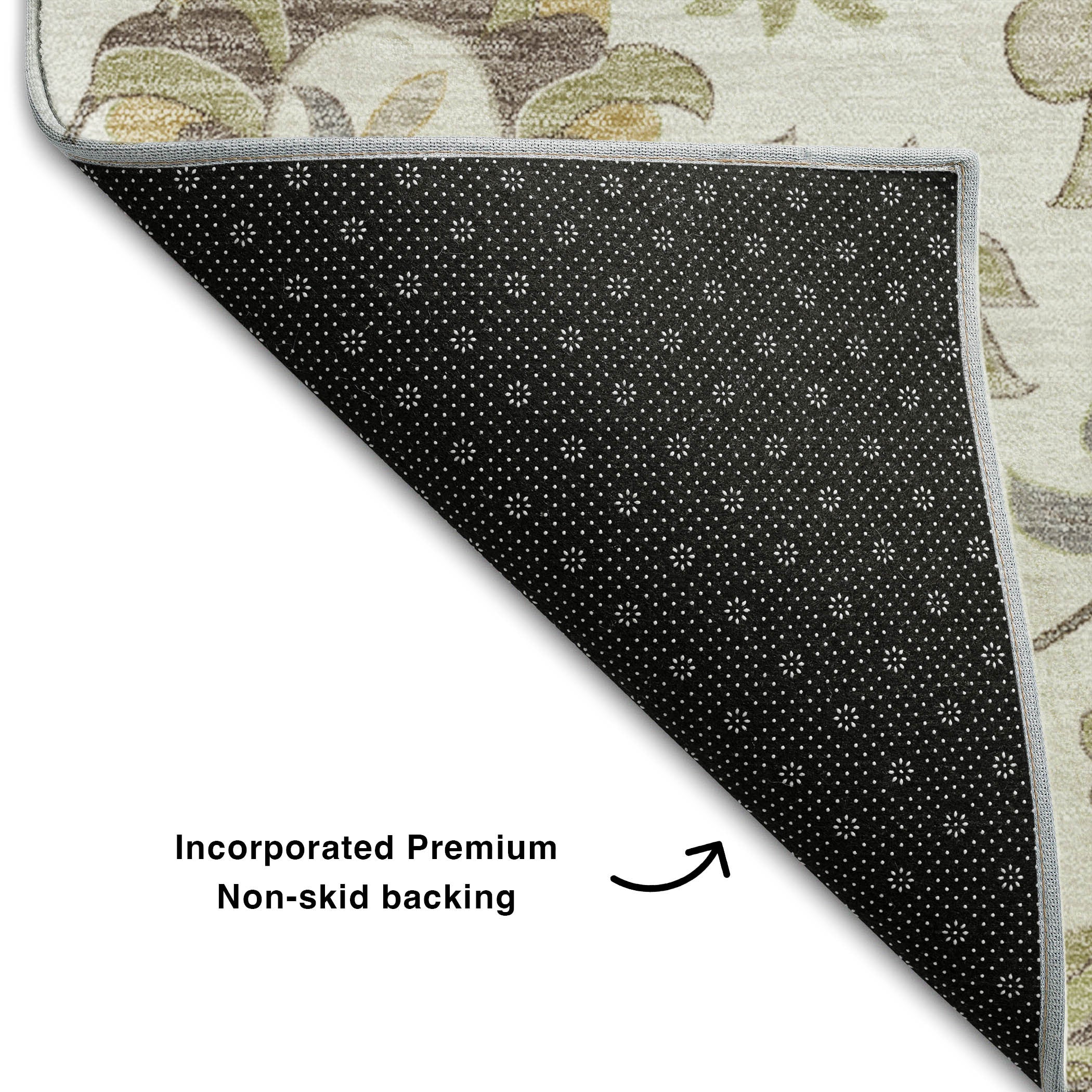 8' X 10' Ivory Copper And Gray Floral Washable Area Rug With UV Protection-5