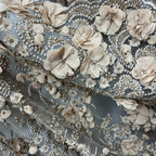 Beaded 3D Floral Lace Fabric Embroidered on 100% Polyester Net Mesh 
| Lace USA - GD-362-4