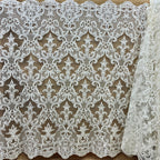 Beaded & Corded Bridal Lace Fabric Embroidered on 100% Polyester Net Mesh | Lace USA - GD-55924-0