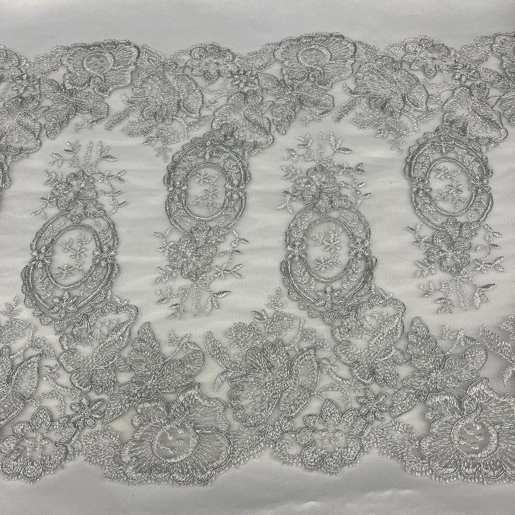 Corded Double Sided Lace Trimming Embroidered on 100% Polyester Net Mesh | Lace USA - 97039W/2-2