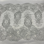 Corded Double Sided Lace Trimming Embroidered on 100% Polyester Net Mesh | Lace USA - 97039W/2-2