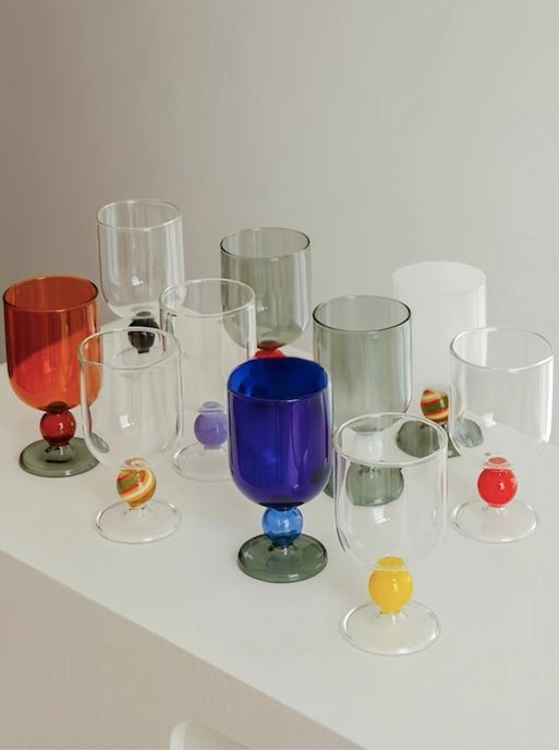 Gumballs Wine Glass Set - Eclectic Whimsical Coloured Cocktail Glasses