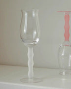 Handblown Retro Wavy Rose Wine Glasses Set of 4 Pcs ( $14.9 Each )