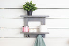 Bathroom Wall Shelf with 2 Double Towel Hooks