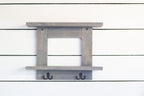 Bathroom Wall Shelf with 2 Double Towel Hooks