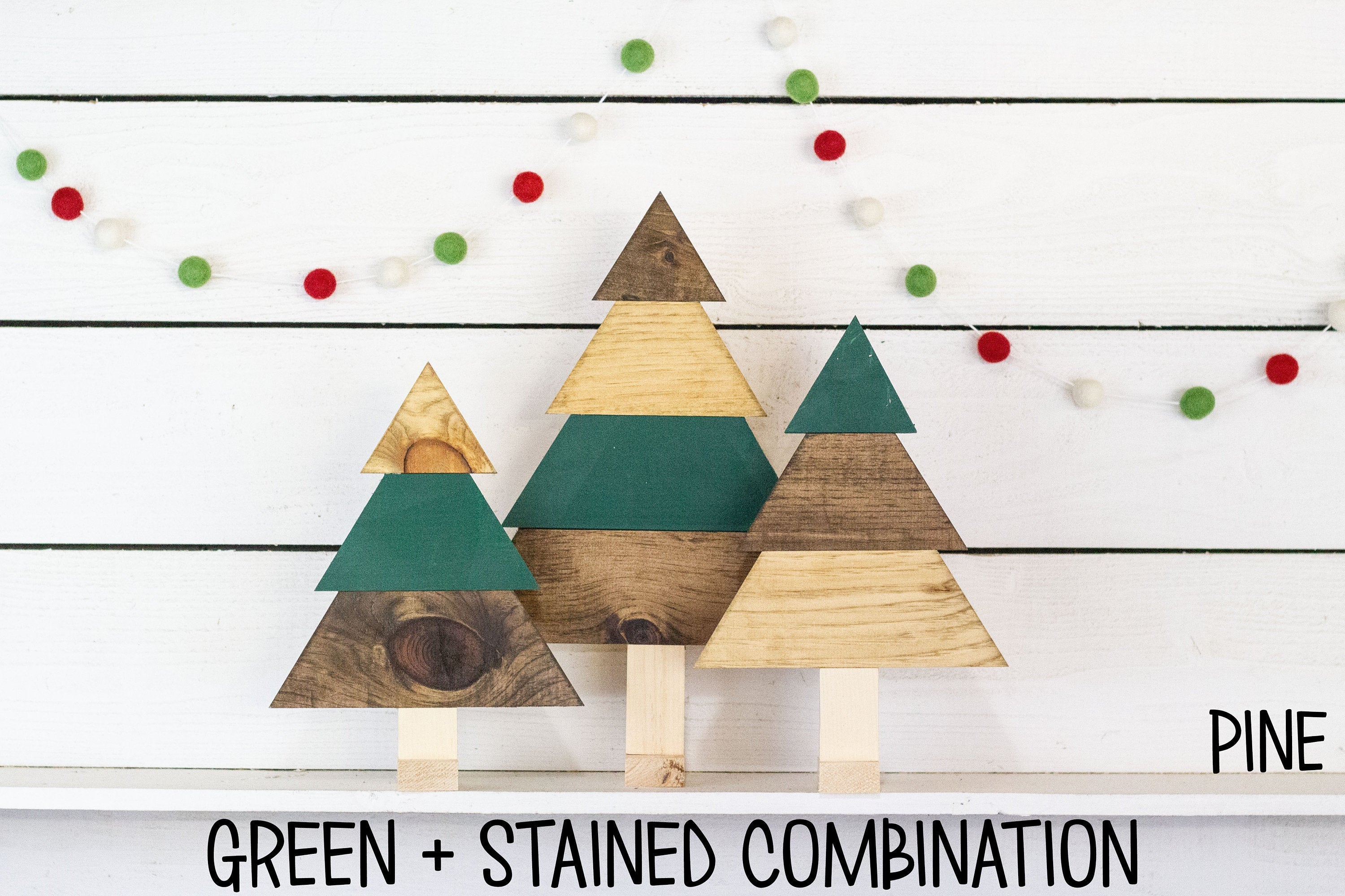 Set of 3 Rustic Christmas Trees