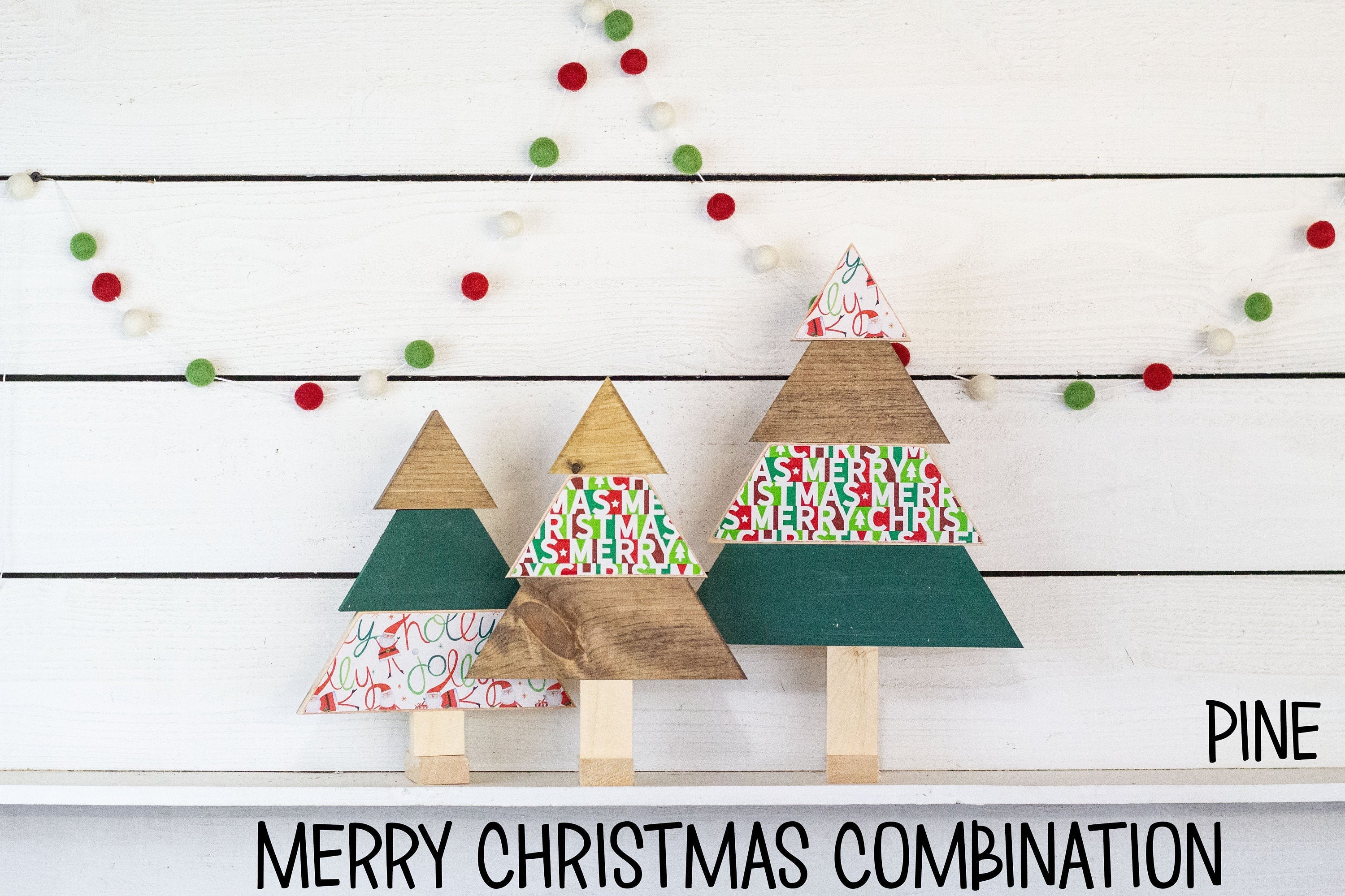 Set of 3 Rustic Christmas Trees