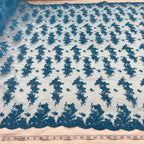 Corded Bridal Lace Fabric Embroidered on 100% Polyester Net Mesh | Lace USA - 96916W-5