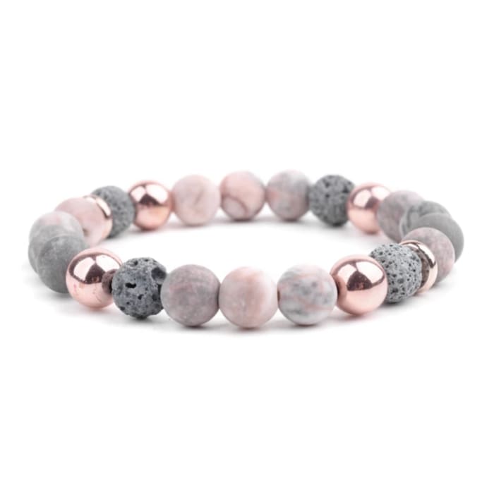 Lava Stone Essential Oil Bracelet - Agate Rose Gold-0