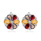 7.72ct Citrine Garnet Smoky Quartz Stone Real 925 Sterling Silver Classic Trendy Flower Shape Women Fine Jewelry