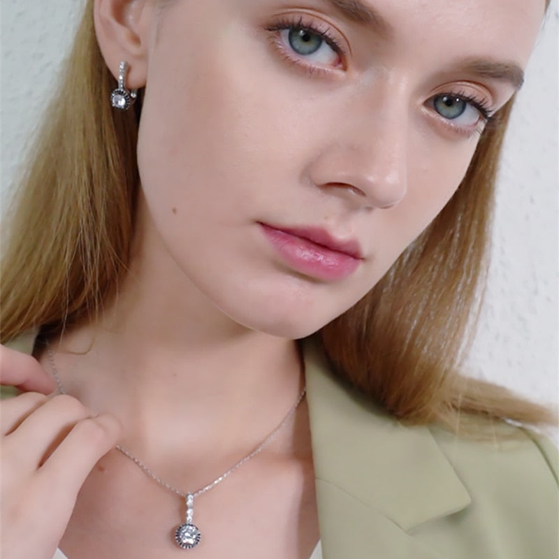 Sterling Silver Fine Jewelry Trendy Engagement Necklaces Pendants for Women Wedding Pendants Bijoux