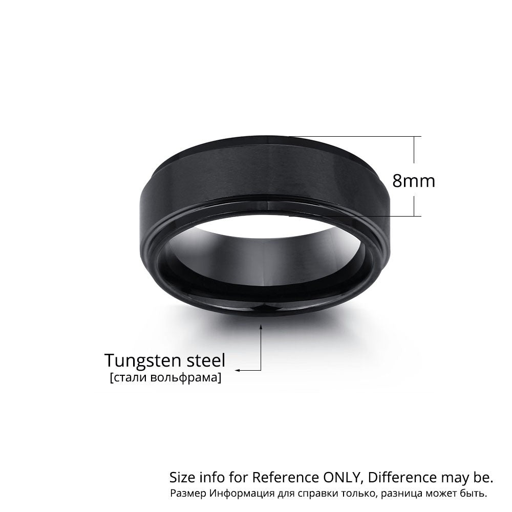 Personalized Engrave Name Rings for Men Black Stainless Steel Ring Fashion Male Jewelry Gift for Husbands (JewelOra RI103856)