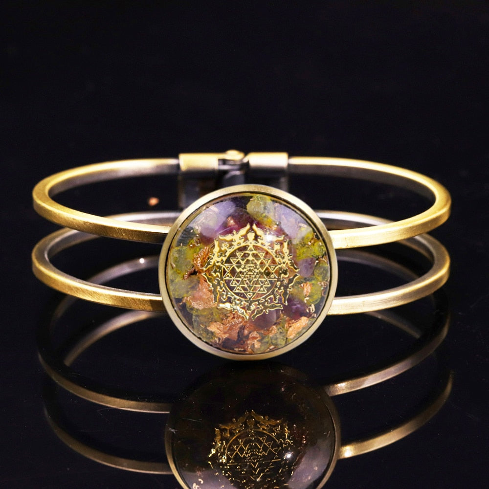 Orgonite Bangle Natural Crystal Chakra Bracelet Reiki Stone For Jewelry Making For Women Charm Jewelry Gifts Couples Bracelets