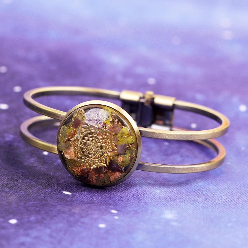 Orgonite Bangle Natural Crystal Chakra Bracelet Reiki Stone For Jewelry Making For Women Charm Jewelry Gifts Couples Bracelets