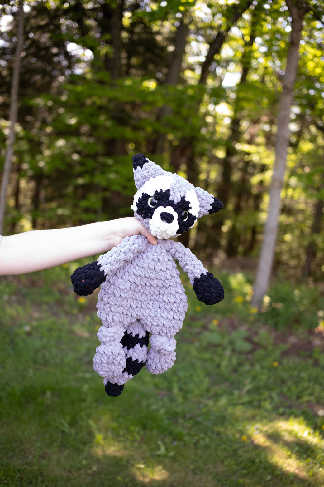 Raccoon Lovey, Raccoon Stuffed Animal, Crochet Raccoon Snuggler