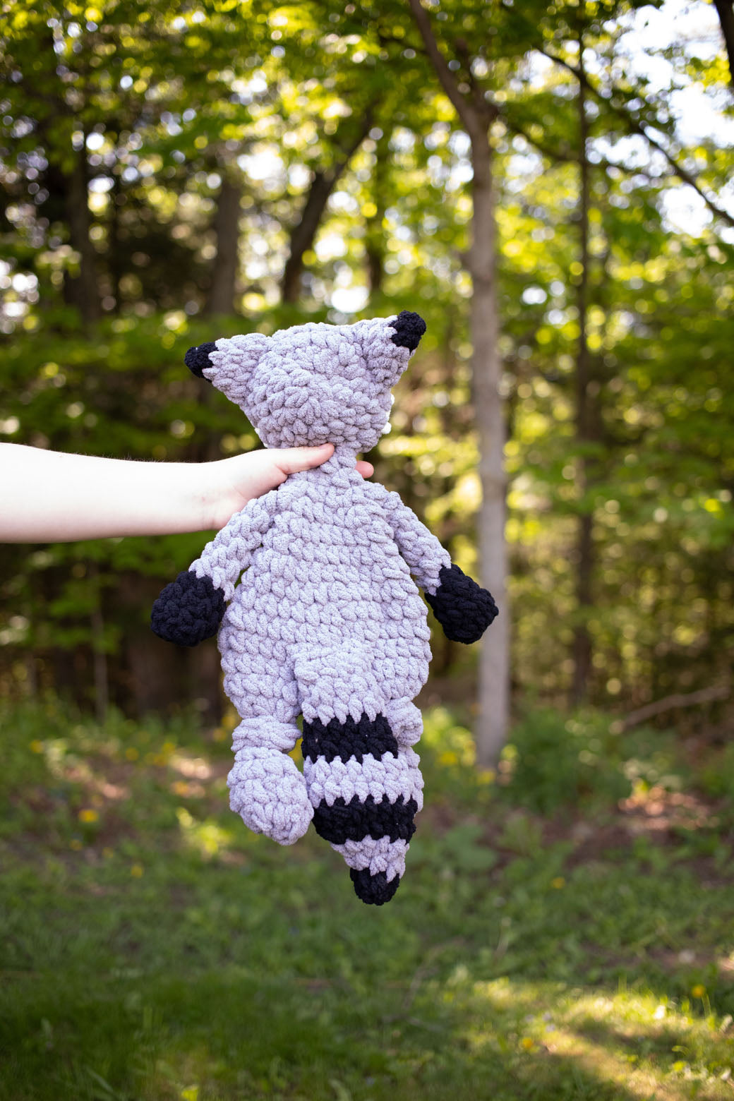 Raccoon Lovey, Raccoon Stuffed Animal, Crochet Raccoon Snuggler