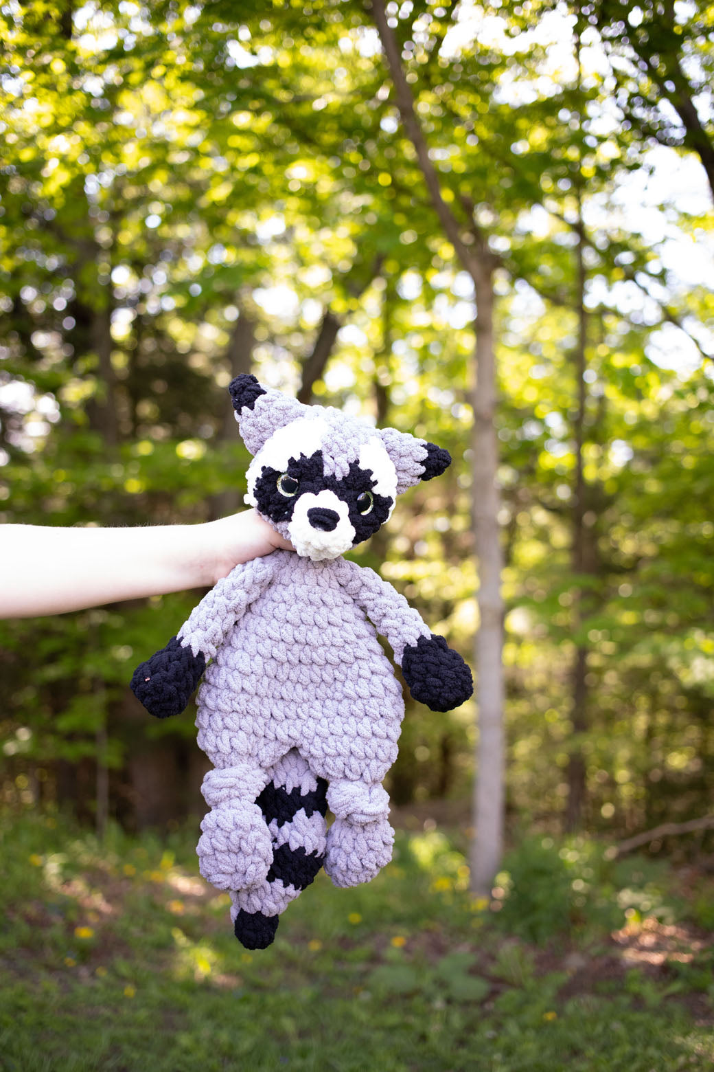 Raccoon Lovey, Raccoon Stuffed Animal, Crochet Raccoon Snuggler